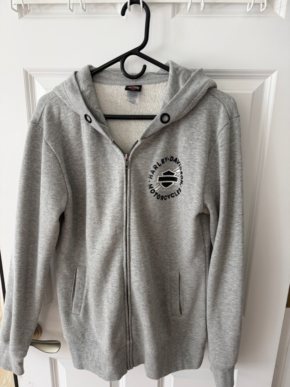 Harley-Davidson Light Gray Full-Zip Hooded long Sweatshirt -
